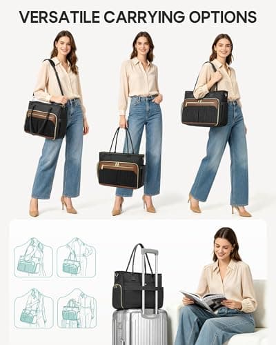 RAINSMORE Teacher Tote Bag for Women, 15.6 Inch Laptop Bag for Women with Insulated Lunch Compartment, Professional Teacher Bags Womens Briefcase for Office, College, Nurse, Black — view 6