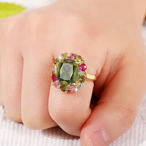 Viyuroyk 925 sterling silver Shiny multi-colored diamond Wedding ring Engagement ring Cubic Zirconia Diamond Rings Clothing, Shoes & Jewelry Women Jewelry Rings Statement (US Code 10) — view 2
