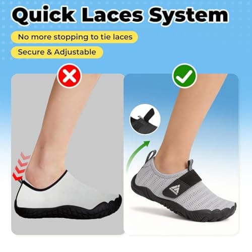 Mishansha Kids Water Shoes Quick-Dry Wide Toe Box Non-Slip Barefoot Shoes Beach Pool Swim Shoes Grey 3 Big Kid — view 4