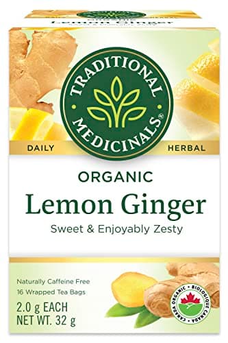 Traditional Medicinals Lemon Ginger Tea, 16 Count Tea Bags