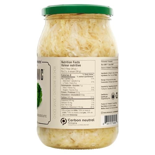 Eat Wholesome Organic Sauerkraut, 909ml - Naturally Fermented, Live Cultures, Probiotic, No Preservatives, Non-GMO, Vegan, Glass Jar — view 2