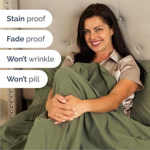 Queen Size 4 Piece Sheet Set - Comfy Breathable & Cooling Sheets - Hotel Luxury Bed Sheets for Women & Men - Deep Pockets, Easy-Fit, Soft & Wrinkle Free Sheets - Sage Green Oeko-Tex Bed Sheet Set — view 4