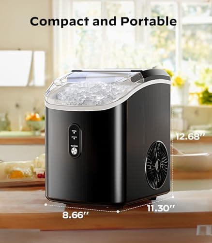Nugget Ice Maker Countertop, Silonn Chewable Pellet Ice Machine with Self-Cleanin Function, 36lbs/24H Portable Ice Makers for Home Kitchen Officce, Black — view 6