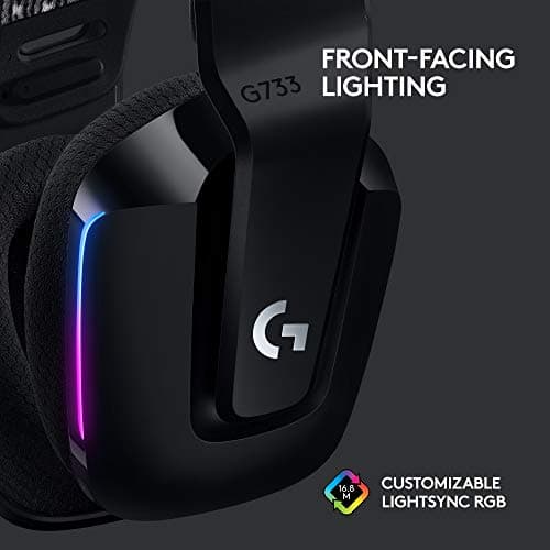 Logitech G733 Lightspeed Wireless Gaming Headset, Suspension Headband, Lightsync RGB, Blue VO!CE Mic, PRO-G Audio – Black, Gaming Headset Wireless, PC, PS5, PS4, Switch Compatible — view 4