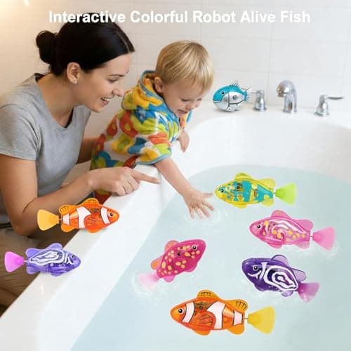 Magic Water-Activated Glowing Robot Swimming Fish, Neon Robottic Fish with Motorized Motion, Interactive Waterproof for Bath, Pool, and Aquarium Fun (Mix, 4pcs) — view 3