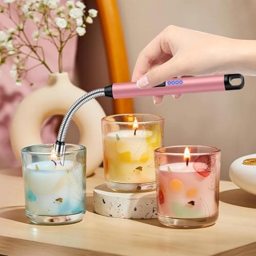 LcFun 4 Pack Candle Lighter with 360° Flexible Neck & Safety Lock, Windproof USB Rechargeable Electric Lighter, Flameless Arc Long Matches for Grill, BBQ, Camping, Fireplace, Stove — view 2