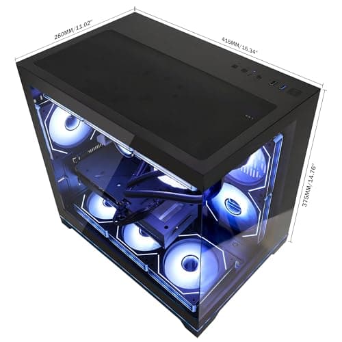 HELLOLAND Ocean Park Gaming PC Desktop- AMD Ryzen 7 9800X3D 8-Core 4.7GHz- RX 9070 XT 16GB- 32GB DDR5 6000MHz RAM-1TB PCIe SSD- 850W PSU- 360mm AIO & APP RGB Fan Control- WiFi + BT - Win 11 -Black — view 5