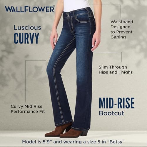 WallFlower Luscious Curvy Bootcut Jeans for Women Mid-Rise Insta Stretch Denim in Petite, Midsize, Plus Size, Juniors Jeans, Betsy, 18 Plus — view 3