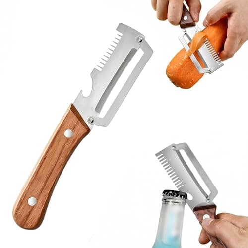 Vegetable Peeler - Wooden Handle Stainless Steel Multi-functional Peeler