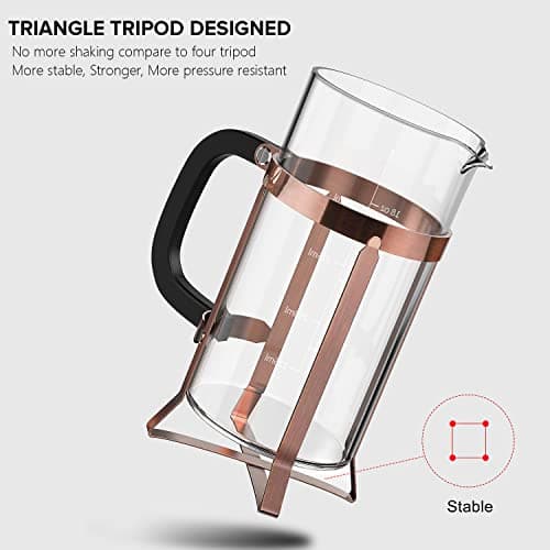 QUQIYSO French Press Coffee Maker 21oz,Borosilicate Glass Coffee Press — view 2
