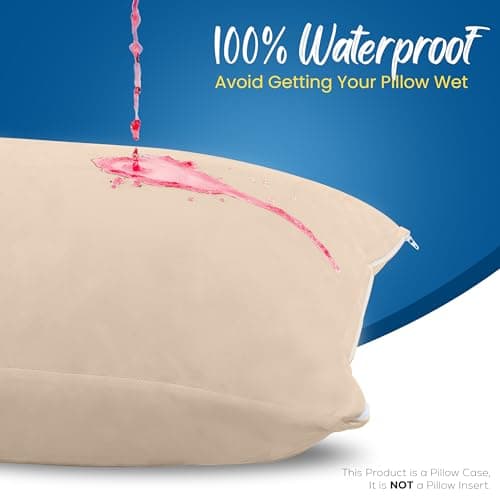 Utopia Bedding 4 Pack Waterproof Pillow Protectors with Zipper King Size (Beige), Bed Bug and Dust Mite Proof Pillow case Covers, Moisture Wicking Pillow Encasements 20 x 38 Inches — view 2