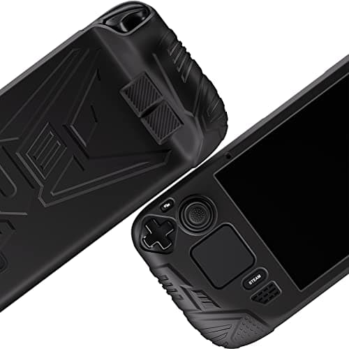 PlayVital Armor Series Protective Case for Steam Deck, Silicone Cover for Steam Deck with Back Button Enhancement Designed & Thumb Gripss - Black — view 5