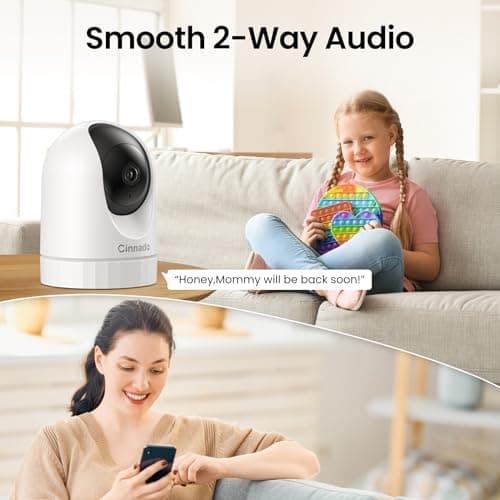 Cinnado Security Camera Indoor-2K 360° WiFi Cameras for Home Security，Pet/Dog/Baby Camera with Phone app, 2-Way Audio, Night Vision, 24/7 SD Card Storage, Works with Alexa & Google Home (2.4Ghz)-D1 — view 6