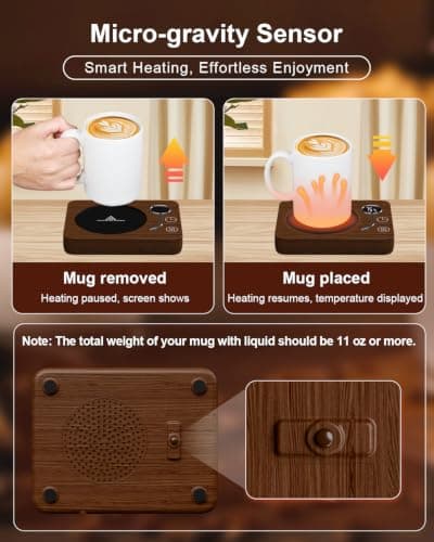 CEROBEAR Coffee Mug Warmer, Mug Warmer for Desk 3 Temperature Control 131 degree Fahrenheit /149 degree Fahrenheit /170 degree Fahrenheit , Smart Mug Warmer with Auto Shut Off for Coffee Milk Tea Beverage — view 3