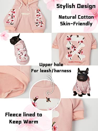 ChoChoCho Woof Dog Hoodie, Designer Dog Hoodies for Small Medium Large Breeds, Art Collection Dog Sweatshirts, Street Drawstring Hoodies Outfit Clothes for Puppy Puppies (5XL, Sakura/Pink) — view 4