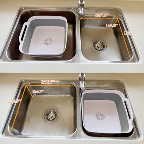 GIMWA Collapsible Wash Basin with Drain Plug - 2.4 Gallon Foldable Kitchen Sink for Baby Bottles, RV Camping, Space-Saving Dish Tub (Gray) — view 4