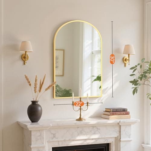 Sweetcrispy 22"x 30" Arched Gold Bathroom Mirrors for Wall — view 3
