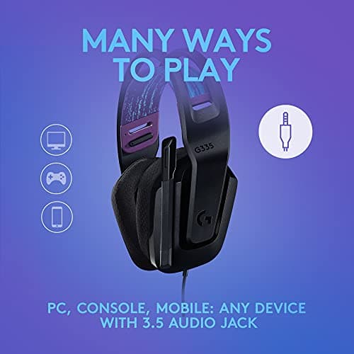 Logitech G335 Wired Gaming Headset, with Flip to Mute Microphone, 3.5mm Audio Jack, Memory Foam Earpads, Lightweight, Compatible with PC, PlayStation, Xbox, Nintendo Switch/Switch 2 - Black — view 2