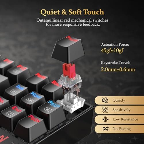 Redragon K552 Mechanical Gaming Keyboard, 87-Key Compact, LED Gaming Keyboard with Red Switches, Anti-Ghosting, Metal Frame for PC Gaming & Typing, Beginner-Friendly (Black) — view 3