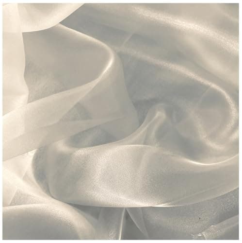 MDS® Pack of 5 Yard Sheer Organza Fabric for Wedding Party Home Event Banquet Decorations, Backdrop Curtain Craft Dress Sewing Fashion DIY Crystal Organza Tulle Fabric Bolt 44” Wide - Cream — view 2