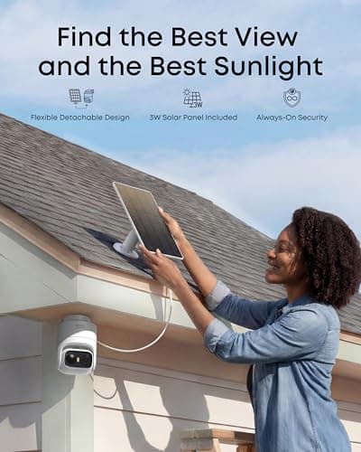 eufy Security eufyCam C37, Security Cameras Wireless Outdoor, 360° Pan & Tilt AI Tracking, 2K Solar Camera, Human/Pet/Vehicle Detection, Flexible Solar Panel, Color Night Vision, No Subscription — view 3