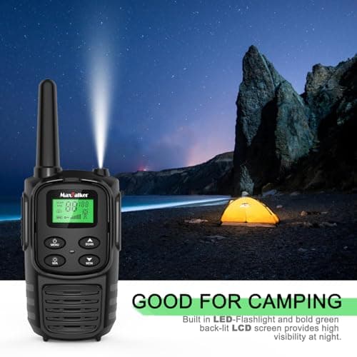 Walkie Talkies Long Range for Adult, MT10 Rechargeable Walkie Talkies FRS Two Way Radio, NOAA, 1200mAh Li-ion Battery USB-C Cable, LED Flashlight, VOX Walkie Talkie for Hiking Camping 2Pack — view 5