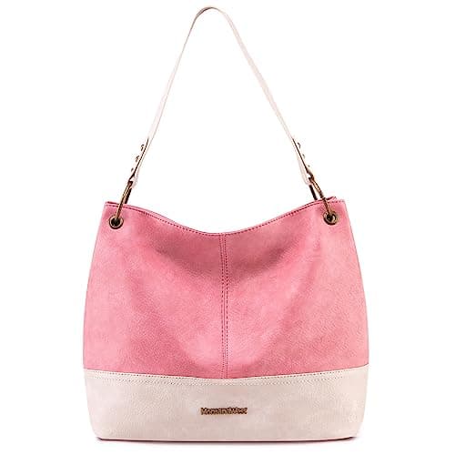 Montana West Large Hobo Bag Leather Purses and Handbags for Women Top Handle Shoulder Satchel Handbags Leather Tote Purse for Women MWC-047PK