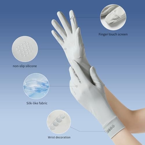 apaepr UV Protection Gloves for Women – Full Finger Sun Gloves, UPF 50+ Driving & Cycling Gloves, Lightweight, Touchscreen, Breathable, Non-Slip for Outdoor Activities(Grey A-AD, One Size) — view 2