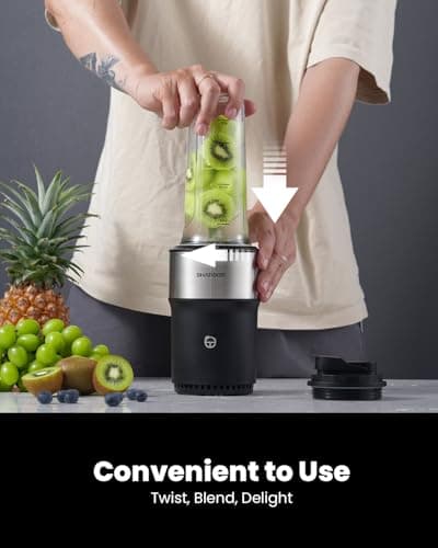 SHARDOR Smoothie Blender 900W Personal Blender with 2 * 24Oz BPA-Free Portable Cups Smoothie Maker Detachable 6-leaf Blade Mixer Blenders for Smoothies, Shakes &Juices, Cleaning Brush, Black — view 4