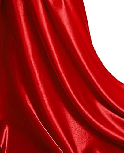 MDS Satin Fabric 5 Yards, 44" Wide, Silky Smooth Charmeuse Sateen Cloth for Wedding Arch Drapery Panel Backdrop Party Event Banquet Home Decoration Curtain Crafts DIY Sewing Costume - Red