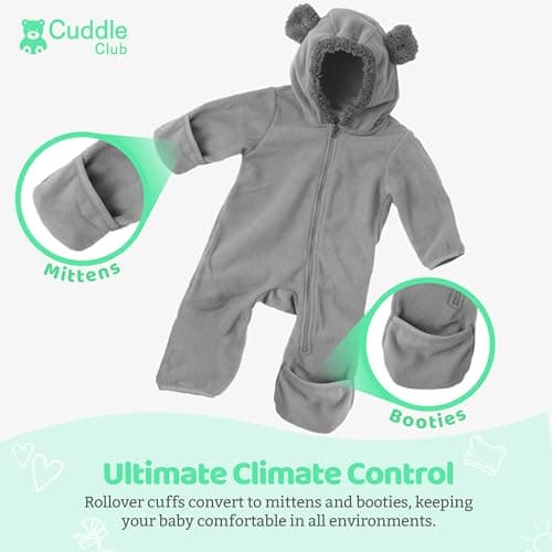 Fleece Baby Bunting Bodysuit – Infant One Piece Kids Hooded Romper Outerwear Toddler Jacket — view 2