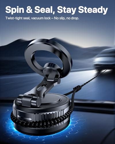 Miracase 2026 for MagSafe Car Mount: [Ultra-Strong Vacuum Suction + Handlebar] 360° Rotatable Handlebar Mount, Car Phone Holder for All Phone Models，Dark Gray — view 3