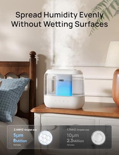 DREO Humidifiers for Bedroom, 4L Top Fill for Large Room, 36H Runtime [Ultra-Strong Mist Output] Quiet Cool Mist Air Humidifier for Baby Nursery, Plants, Indoor, Night Light, Easy to Clean — view 3