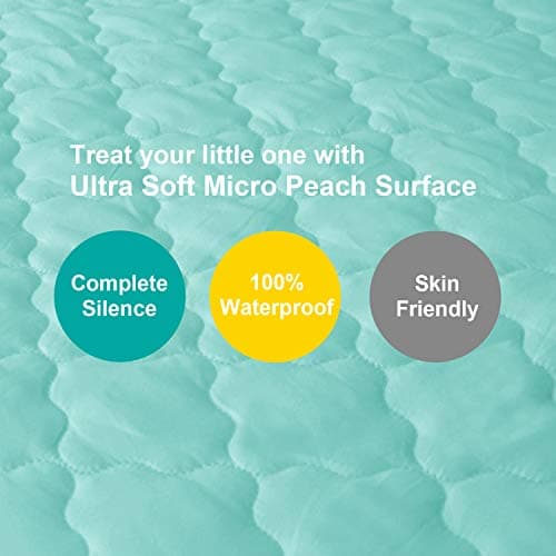 Waterproof Sheet for Pack n Play Quilted, Playard Sheet Protector 39" X 27" fits for Baby Foldable and Playard Mattress, Portable Mini Crib, Aqua — view 2