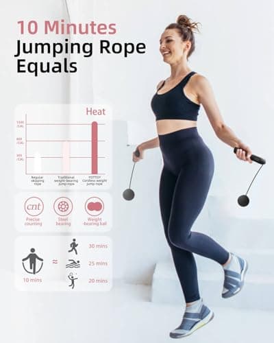 YOTTOY Cordless Jump Rope with Counter - Ropeless Rope 2 In 1 with Large Cordless Ball-Weighted Jump Rope for Women with LCD Display (Black) — view 4