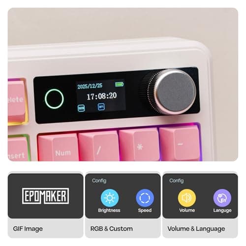 EPOMAKER TH99 PRO 96% Mechanical Keyboard with Screen & Knob, 10000mAh, 2.4Ghz/BT, Hot Swap, Custom Driver, RGB Backlight, PBT Keycap, Wireless Gaming Keyboard for PC/Mac (Pink, Sea Salt Silent) — view 2