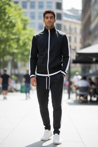 SCREENSHOT Mens Urban Hip Hop Premium Track Jacket - Slim Fit Side Taping Sportswear Urbanwear Streetwear Top, S51700-black, Medium — view 2