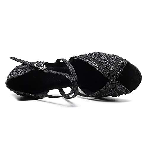 JUODVMP Women's Ballroom Dance Shoes Glitter High Heel Dance Heels Salsa Professional Dance Shoes,Black,8.5cm Heel,8 US — view 2