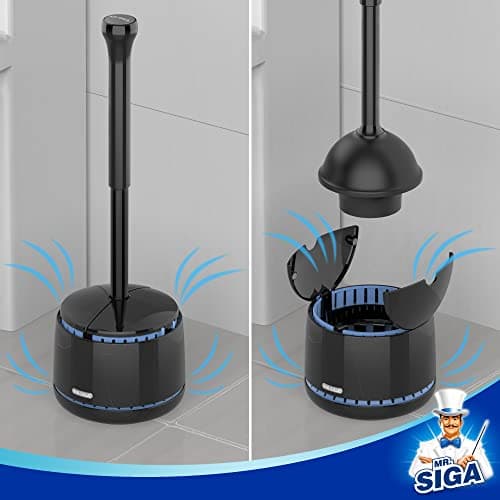 MR.SIGA Toilet Plunger with Holder, Heavy Duty Toilet Plunger and Holder Combo for Bathroom Cleaning, Black — view 5