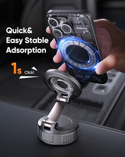 Vacuum Magsafe Car Phone Holder [120+ LB Strongest Suction & 3000gf Strongest Magnetic] 360° Adjustable Magnetic Car Phone Mount, Phone Holders for Your Car for iPhone 17 Pro Max 16 15 14 13 12 Plus — view 5