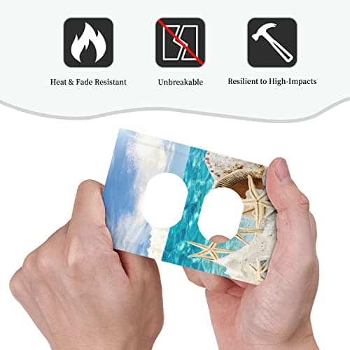 Beach Summer Seascape Starfish 1 Gang Outlet Covers Decorative Single Duplex Wall Plate Receptacle Switchplate Coastline Ocean Sunny Electrical Faceplate for Bathroom Kitchen Home Decor — view 5