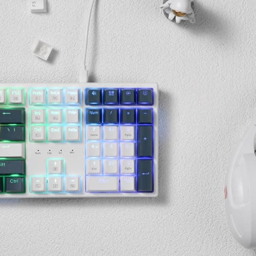 Redragon K668 RGB Gaming Keyboard, 108 Keys Wired Mechanical Keyboard w/Extra 4 Hotkeys, Sound Absorbing Foams, Upgraded Hot-swappable Socket, Mixed Color Keycaps x 2 Sets, Red Switch — view 7