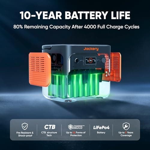 Jackery Explorer 2000 v2 Portable Power Station, 2042Wh LiFePO4 Home Backup Battery, 2200W Solar Generator with 20ms UPS, USB-C PD 100W Fast Charging for Emergencies, Power Outages, Outdoor Camping — view 4