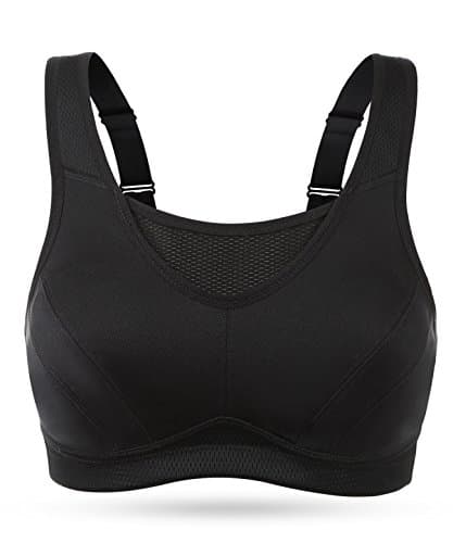 WingsLove Women’s High Impact Comfort Full Support Non Padded Sport Bra, Black, 36H — view 3