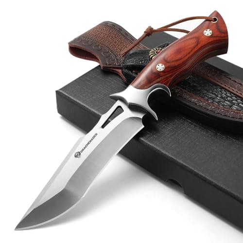 DRACHENADER Fixed Blade Knife with Leather Sheath, Full Tang Survival Knife, M390 Steel Hunting and Camping Outdoor Survival and Bushcraft