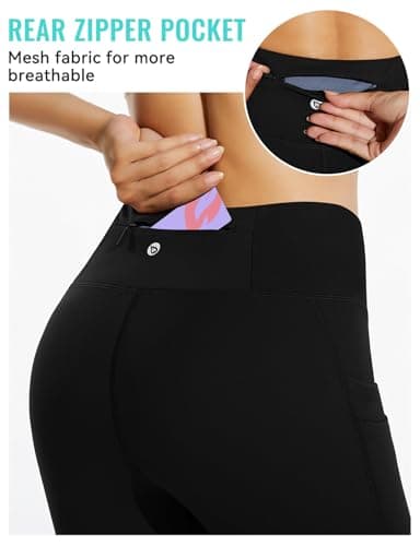 baleaf Fleece Lined Leggings Women Winter Thermal Leggings for Women Waterproof Hiking Pants Warm Tights Skiing Running Yoga Travel Gear Black M — view 3