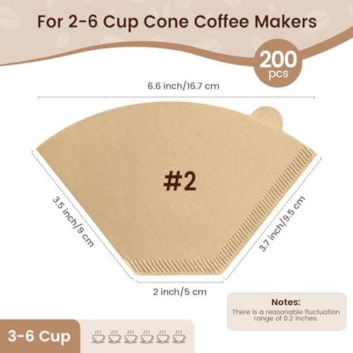 100 Count Cone Coffee Filters #2, Clinuse Unbleached Size 02 Coffee Filter 2-6 Cup, Disposable Natural Paper Filters, 02 Cone Filters for Pour Over and Drip Coffee Maker — view 2