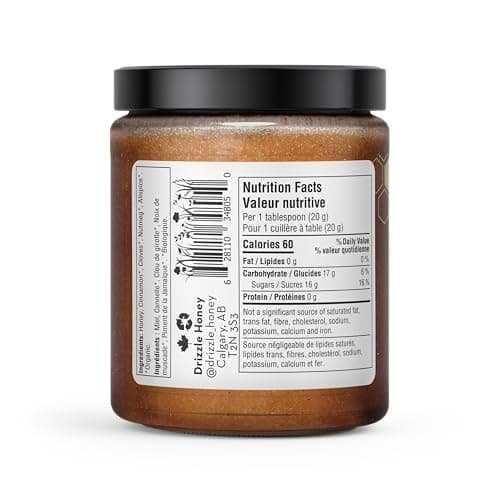 Drizzle Cinnamon Spiced Raw Honey - Raw, Unfiltered, and Unprocessed - Rich in Nutrients and Beneficial Enzymes - Notes of Cloves & Nutmeg - 100% Raw, Pure Honey - Gluten-Free, Paleo-Friendly (Pack of 2) 350g