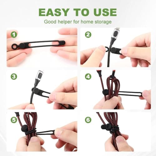 Data Cable Organizer, 2026 New Silicone Cable Ties Reusable Cable Management Organizer, Multipurpose Elastic Cord Organizer for Fastening and Bundling Cable Cords Wires Straps (5PC) — view 5