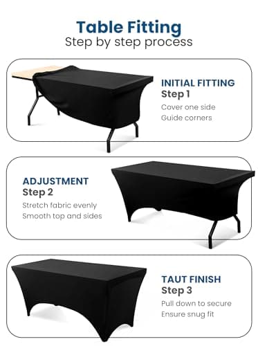Utopia Kitchen Spandex Tablecloth 1 Pack [4FT, Black] Tight, Fitted, Washable and Wrinkle Resistant Stretch Rectangular Patio Table Cover for Event, Wedding, Banquet & Parties [48Lx30Wx30H Inch]